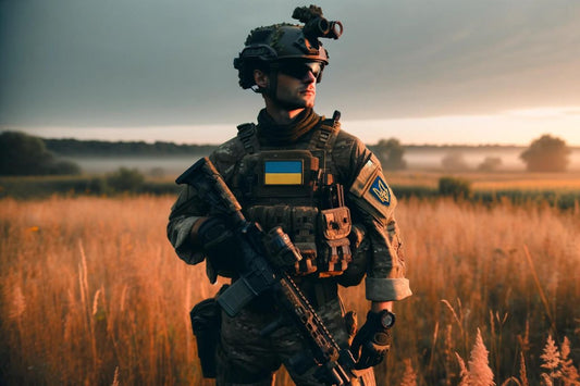 Soldado ucraniano em traje de combate completo