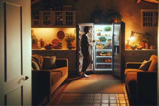 Uma pessoa a abrir um frigorífico