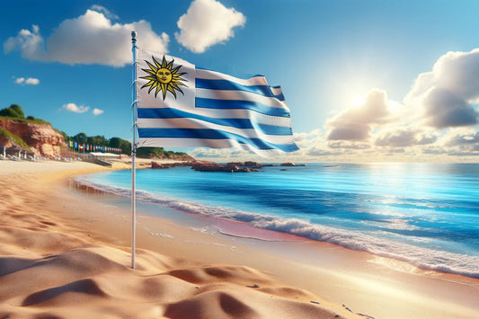 Bandeira do Uruguai tremulando