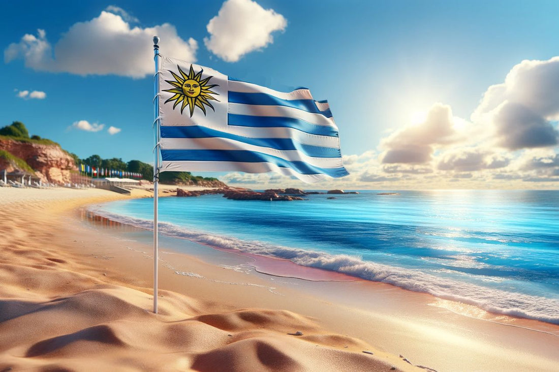 Bandeira do Uruguai tremulando