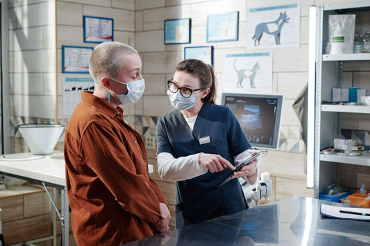 veterinário conversando com um cliente