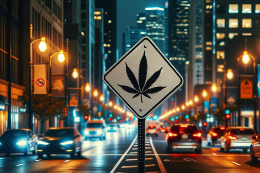 Sinal de cannabis no meio da rua