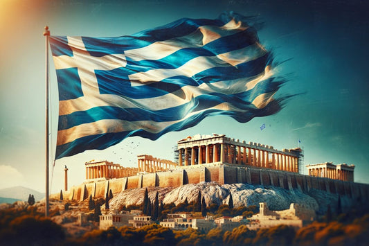 Bandeira da Grécia na Acrópole