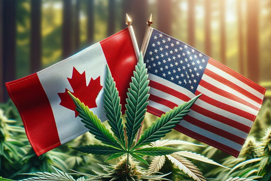Bandeira americana e canadiana