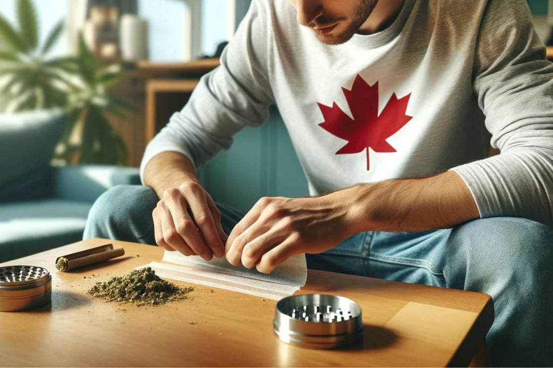 Homem canadiano segurando uma cannabis