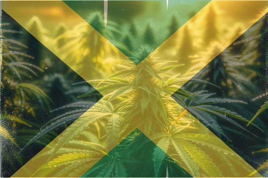 Cannabis e bandeira da Jamaica