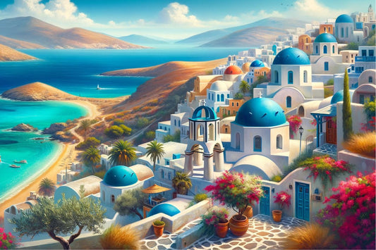 Uma pintura de paisagem na Grécia