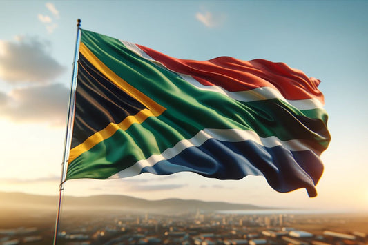 Bandeira da África do Sul a tremular