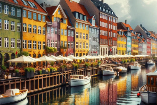 Canal colorido da cidade dinamarquesa