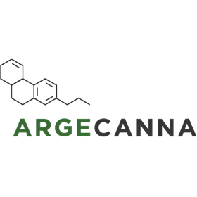 Logotipo da associação da indústria de cannabis ARGECANNA em verde e cinza em um fundo transparente.