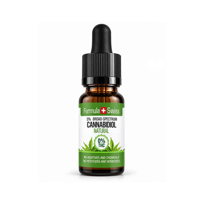 Conta-gotas âmbar de 10 ml de óleo de CBD em óleo MCT natural da Formula Swiss, 5% de espetro amplo