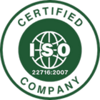 Logotipo de certificação ISO com o número 22716:2007