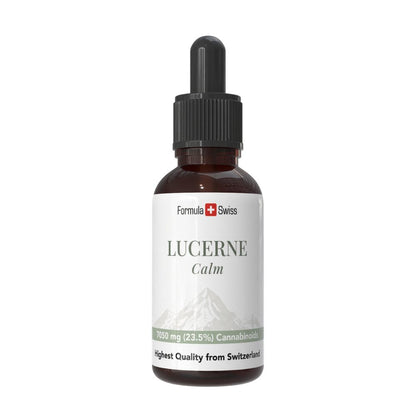 Frasco de Lucerne Calm com a marca Formula Swiss sobre fundo branco