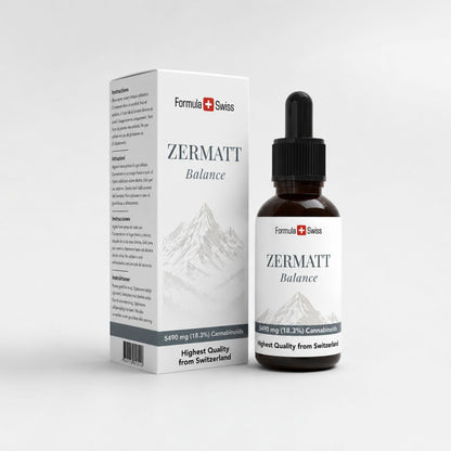 Formula Swiss Zermatt Balance – Óleo de CBD 18,3% espetro completo: frasco e caixa